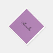 Minimalist Gewone Kalligrafie Eigen Naam Lavendel Servet (Hoek)