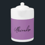 Minimalist Gewone Kalligrafie Eigen Naam Lavendel Theepot<br><div class="desc">Er is geen behoefte aan verwarring. Een duidelijk,  eenvoudig,  innovatief ontwerp. Dit ben jij.</div>