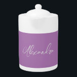 Minimalist Gewone Kalligrafie Eigen Naam Lavendel Theepot<br><div class="desc">Er is geen behoefte aan verwarring. Een duidelijk,  eenvoudig,  innovatief ontwerp. Dit ben jij.</div>