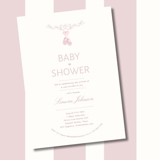 Minimalist Girl Baby shower Invitation Kalligrafie Kaart