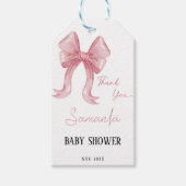 Minimalist Girl Bow Pink Baby shower Bedankt Cadeaulabel (Voorkant)
