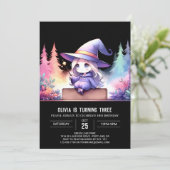 Minimalist Girl Wizard Verjaardag Kaart (Staand voorkant)