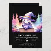 Minimalist Girl Wizard Verjaardag Kaart (Voorkant / Achterkant)