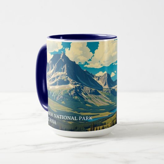 Minimalist Glacier National Park Peak Custom Mok (Voorkant links)