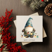Minimalist Gnome Merry Christmas Feestdagenkaart