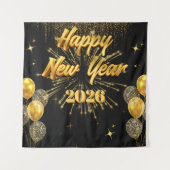 Minimalist Gold And Black New Year Backdrop Wandkleed (Voorkant)