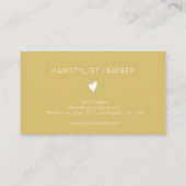 Minimalist Gold and White Heart Barber Name Visitekaartje (Achterkant)