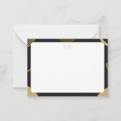 Minimalist Gold & Black Border Monogram Note Card Notitiekaartje (Voorkant)