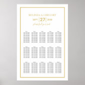 Minimalist Gold Black White Wedding Seating Chart Poster (Voorkant)