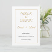 Minimalist Gold Border Save the Date Card (Staand voorkant)