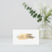 Minimalist gold brushstroke white Business Card Visitekaartje (Staand voorkant)