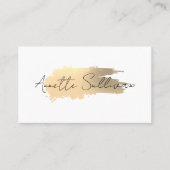 Minimalist gold brushstroke white Business Card Visitekaartje (Voorkant)