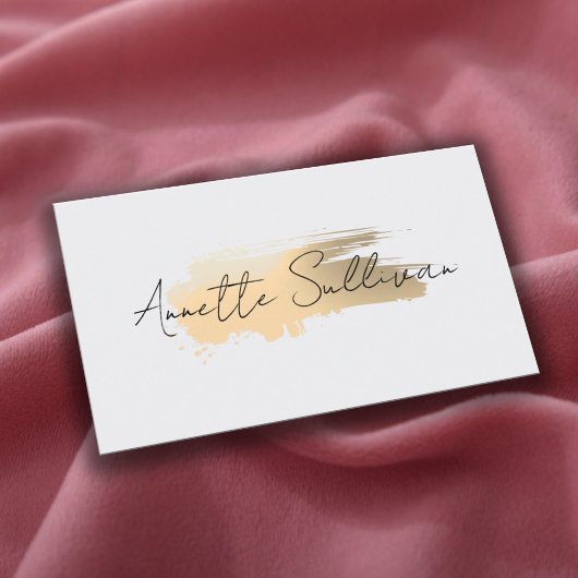 Minimalist gold brushstroke white Business Card Visitekaartje
