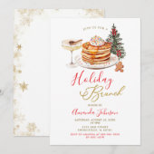 Minimalist Gold Christmas Party Red Holiday Brunch Kaart (Voorkant / Achterkant)