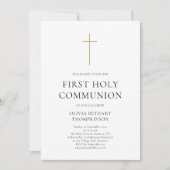 Minimalist Gold Cross First Holy Communion Kaart (Voorkant)