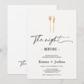 Minimalist Gold Cutlery Rehearsal Dinner Kaart (Voorkant / Achterkant)