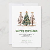 Minimalist Gold Green Leopard Christmas Tree Card Feestdagenkaart (Voorkant)