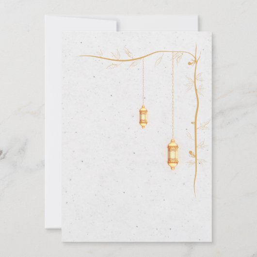 Minimalist Gold Lanterns & Vine Iftar Dinner Kaart (Achterkant)