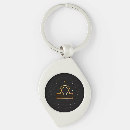 Minimalist Gold Libra Zodiac Keychain (Voorkant)