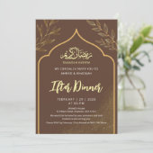 Minimalist Gold Line Art Ramadan Iftar Dinner Kaart (Staand voorkant)
