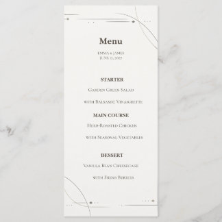 Minimalist Gold Line Wedding Menu Card