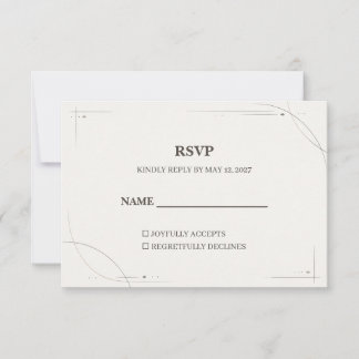 Minimalist Gold Line Wedding RSVP Card Bedankkaart