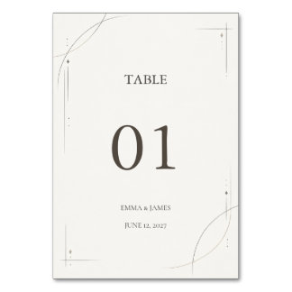 Minimalist Gold Line Wedding Table Number Card Kaart