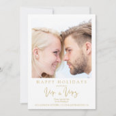 Minimalist Gold MR & MRS & Happy Holidays Quotes Save The Date (Voorkant)