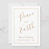 Minimalist|Gold Peace on Earth Christmas Card Kaart (Voorkant)