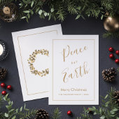 Minimalist|Gold Peace on Earth Christmas Card Kaart