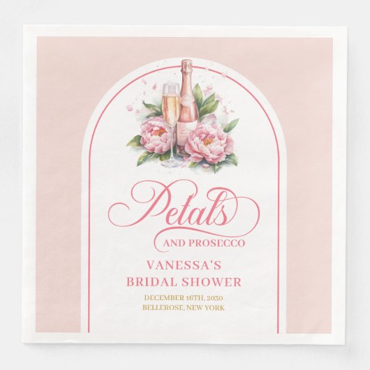 Minimalist Gold Script Petals and Prosecco Napkins Servet (Voorkant)