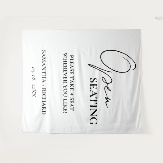 Minimalist Gold  Script Wedding Open Seating Sign Wandkleed (Voorkant (horizontaal))