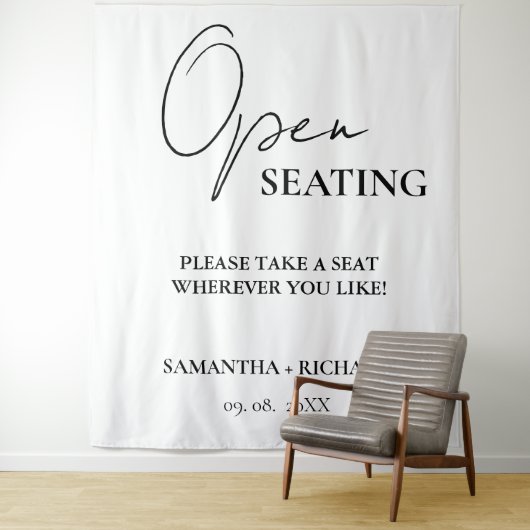 Minimalist Gold  Script Wedding Open Seating Sign Wandkleed (In situ)