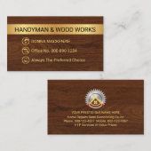 Minimalist Gold Stripe Handyman Tool Icons Visitekaartje (Voorkant / Achterkant)