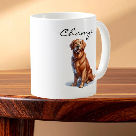 Minimalist Golden Retriever Art Mug Koffiemok