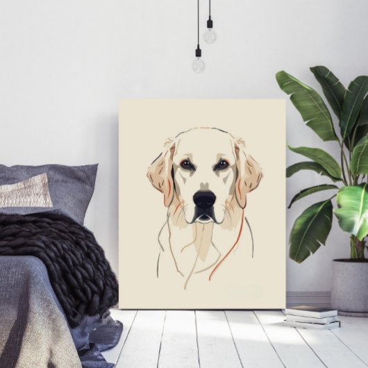 Minimalist Golden Retriever Line Art Canvas Afdruk