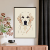 Minimalist Golden Retriever Line Art Canvas Afdruk