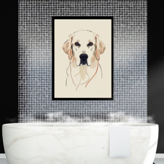 Minimalist Golden Retriever Line Art Canvas Afdruk