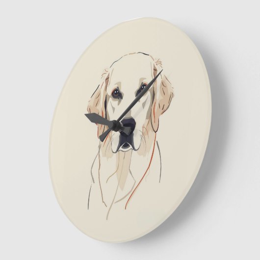 Minimalist Golden Retriever Line Art Grote Klok (Hoek)