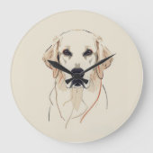 Minimalist Golden Retriever Line Art Grote Klok (Voorkant)