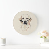 Minimalist Golden Retriever Line Art  Grote Klok (Huis)