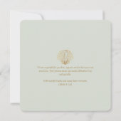 Minimalist Golden Seashell Mute Sage Wedding Bedankkaart (Achterkant)