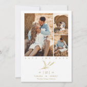 Minimalist Golden Wheat 3 Photos Collage Wedding (Voorkant)