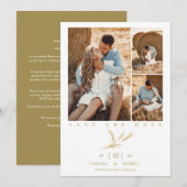 Minimalist Golden Wheat 3 Photos Collage Wedding (Voorkant / Achterkant)