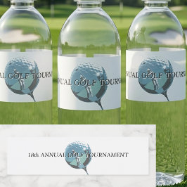 Minimalist Golf Coach Academy Metallic Blue Waterfles Etiket