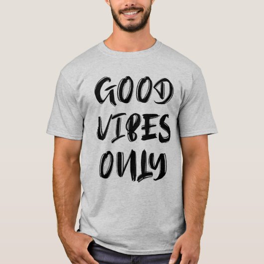 Minimalist "Good Vibes Only" Graphic Design T-shirt (Voorkant)