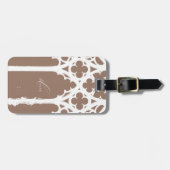 Minimalist Gothic Window Calligraphy Mocha Brown Bagagelabel (Voorkant horizontaal)