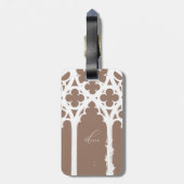 Minimalist Gothic Window Calligraphy Mocha Brown Bagagelabel (Achterkant verticaal)