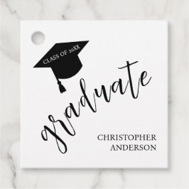 Minimalist Grad Cap Black & White Graduation Bedankjes Labels