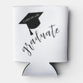 Minimalist Grad Cap Black & White Graduation Blikjeskoeler (Voorkant)